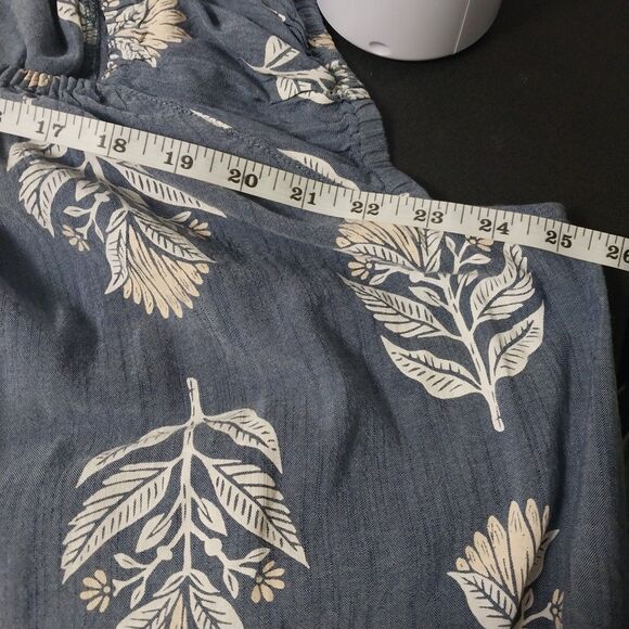 Old Navy top Womens 3X blue floral swing blouse cutout bow Boho Hawaiian Cottage - Picture 6 of 7